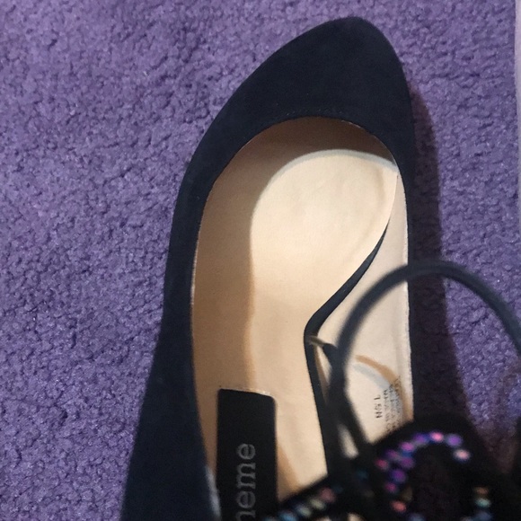 Theme rhinestone zip back suede black pump NWT - Picture 11 of 14